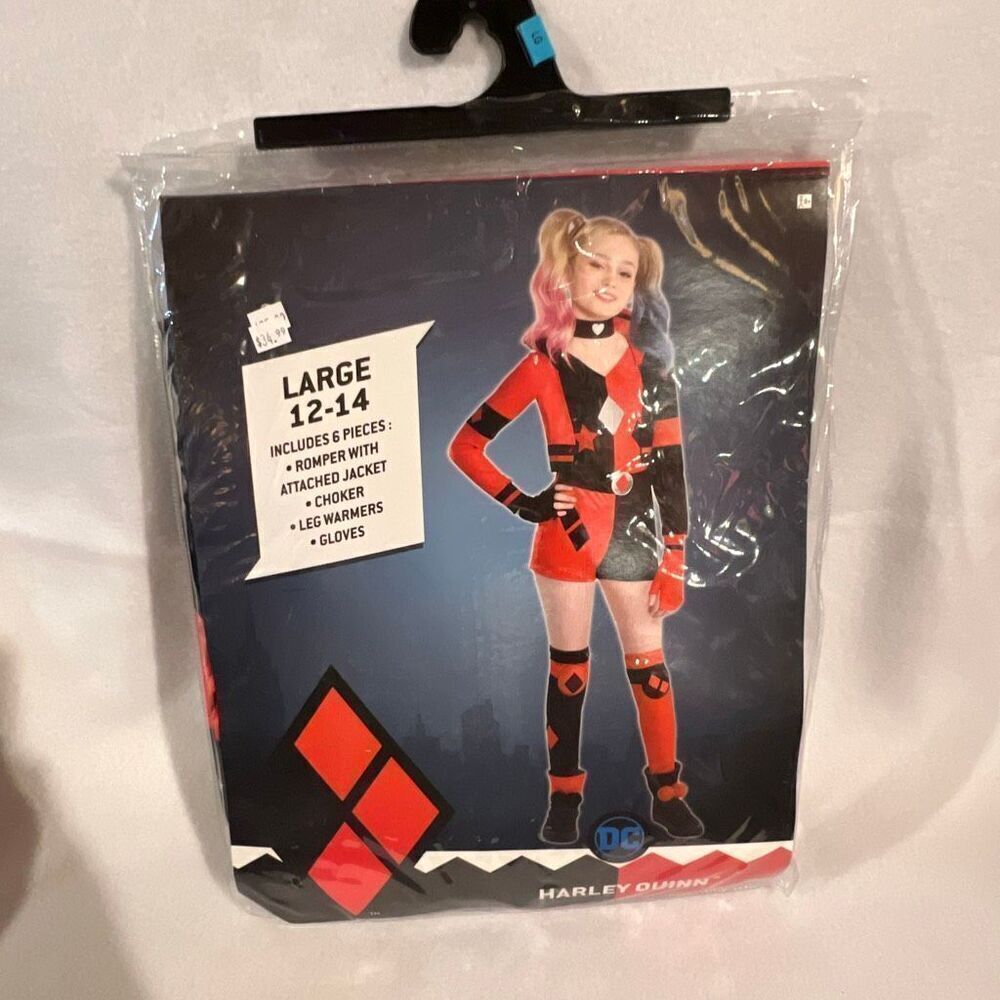 DC Comic Girl's Harley Quinn Halloween Cosplay Costume